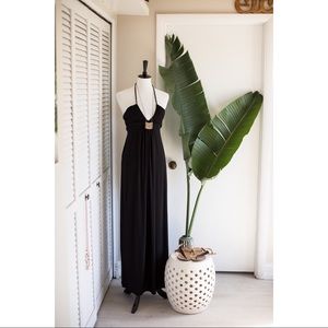 Black braided maxi halter dress